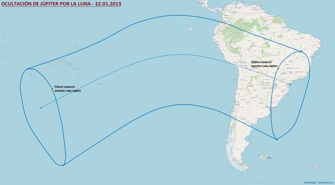 Ocultación de Júpiter por la Luna 22.01.2013