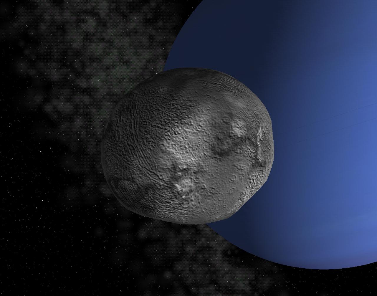 صورة افتراضية لسطح القمر لاريسا التابع لكوكب نبتون