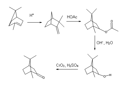 Schemat otrzymywania kamfory z α-pinenu