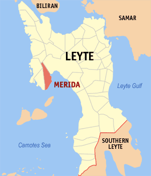 Mapa han Leyte nga nagpapakita kon hain an Merida