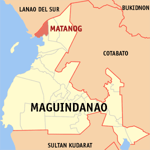 Mapa sa Maguindanao nga nagpakita sa nahimutangan sa Matanog.