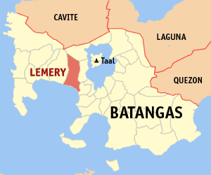 Mapa han Batangas nga nagpapakita kon hain nahimutang an Lemery