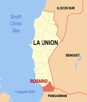 Mapa han La Union nga nagpapakita kon hain nahamutang an Rosario