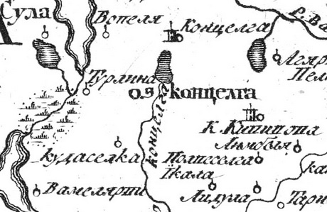 Село Кивеннапа (Кививова) на русской карте 1745 года