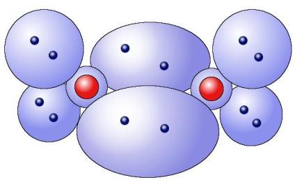 O2-Molekül im Kugel-Wolken-Modell