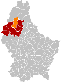 D'Gemeng Wolz (orange) am Kanton Wolz (rout)