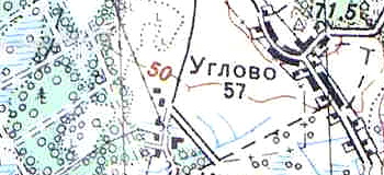 Местечко и деревня Углово на карте 1939 года