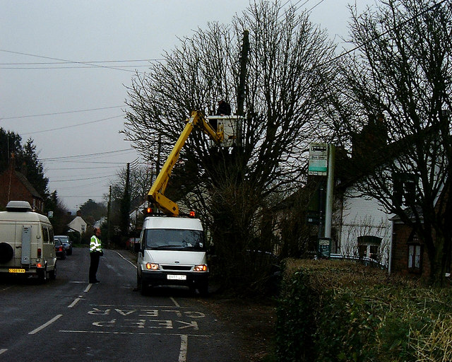 Barton Stacey - BT repairing a phone line - geograph.org.uk - 648760.jpg