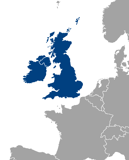 Location of the United Kingdom of Great Britain and Ireland