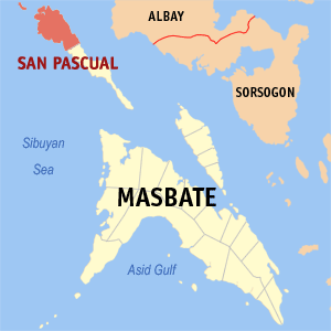 Mapa san Masbate nga nagpapakita kon hain nahamutang an San Pascual