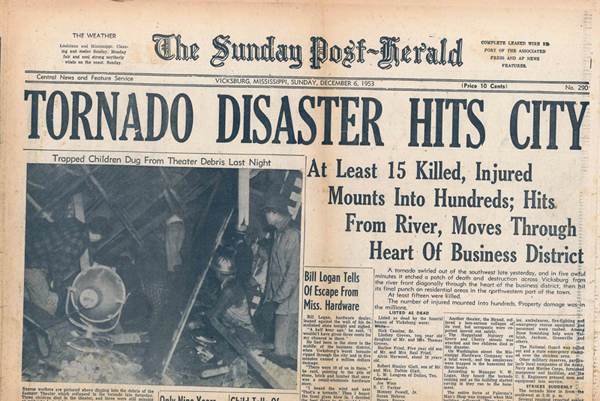 Vicksburg Sunday Post-Herald showing the destruction in Vicksburg.