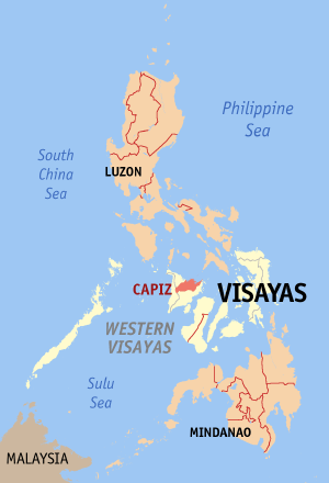 Map of the Philippines with Capiz highlighted