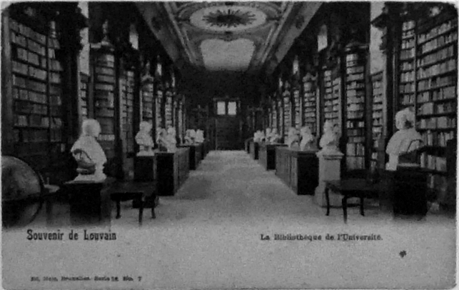 The library of the Catholic University of Louvain in a turn-of-century postcard.
