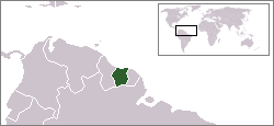 Kart over Republikken Surinam