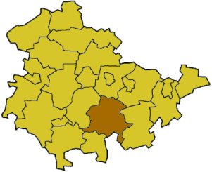 Lage des Landkreises Saalfeld-Rudolstadt in Thüringen