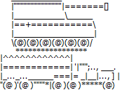 A self-propelled howitzer and truck made using ASCII art ASCII Panzerhaubitze und Sattelzug.png