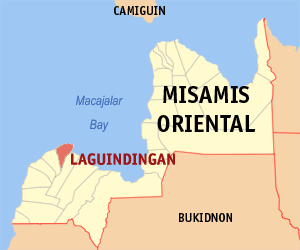 Mapa sa Misamis Oriental nga nagpakita kon asa nahimutang ang Laguindingan