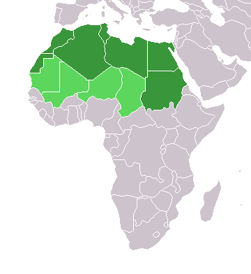 Mapa dels estats que integren l'Àfrica del Nord