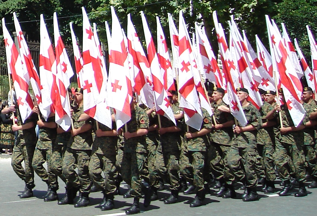 4 منتجات حربية برية جديدة من جورجيا! Flags_of_Georgia_in_Rustaveli_Avenue,_Tbilisi,_on_a_military_parade_during_the_Independence_Day_celebration_(May_26,_2008)