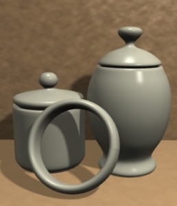 A collection of objects modeled with the spin tool