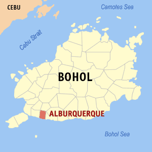 Mapa han Bohol nga nagpapakita kon hain nahamumutangan an Alburquerque