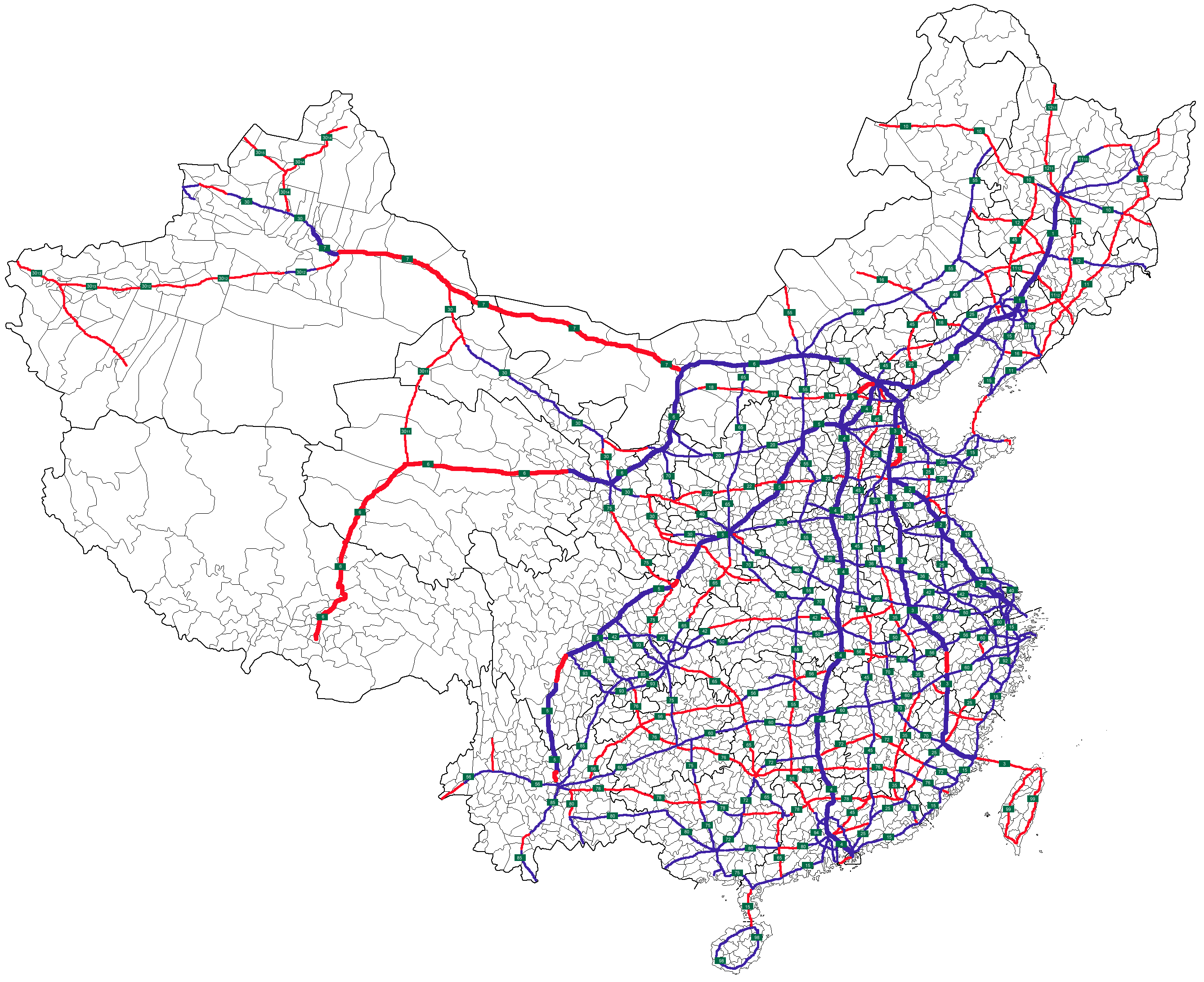 Map of NTHS Expressways of China.png