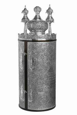 A Silver Torah Case used to hold a Sefer Torah...