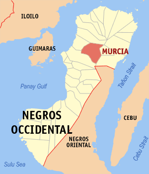 Mapa sa Negros Occidental nga nagapakita kon asa nahimutang ang Murcia