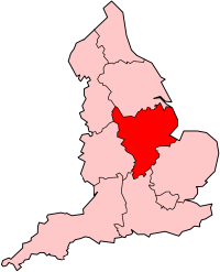 Kart over Øst-Midlands
