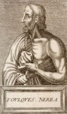 Riproduzione di un'incisione che rappresenta Folco il Nero conte di Angiò.
