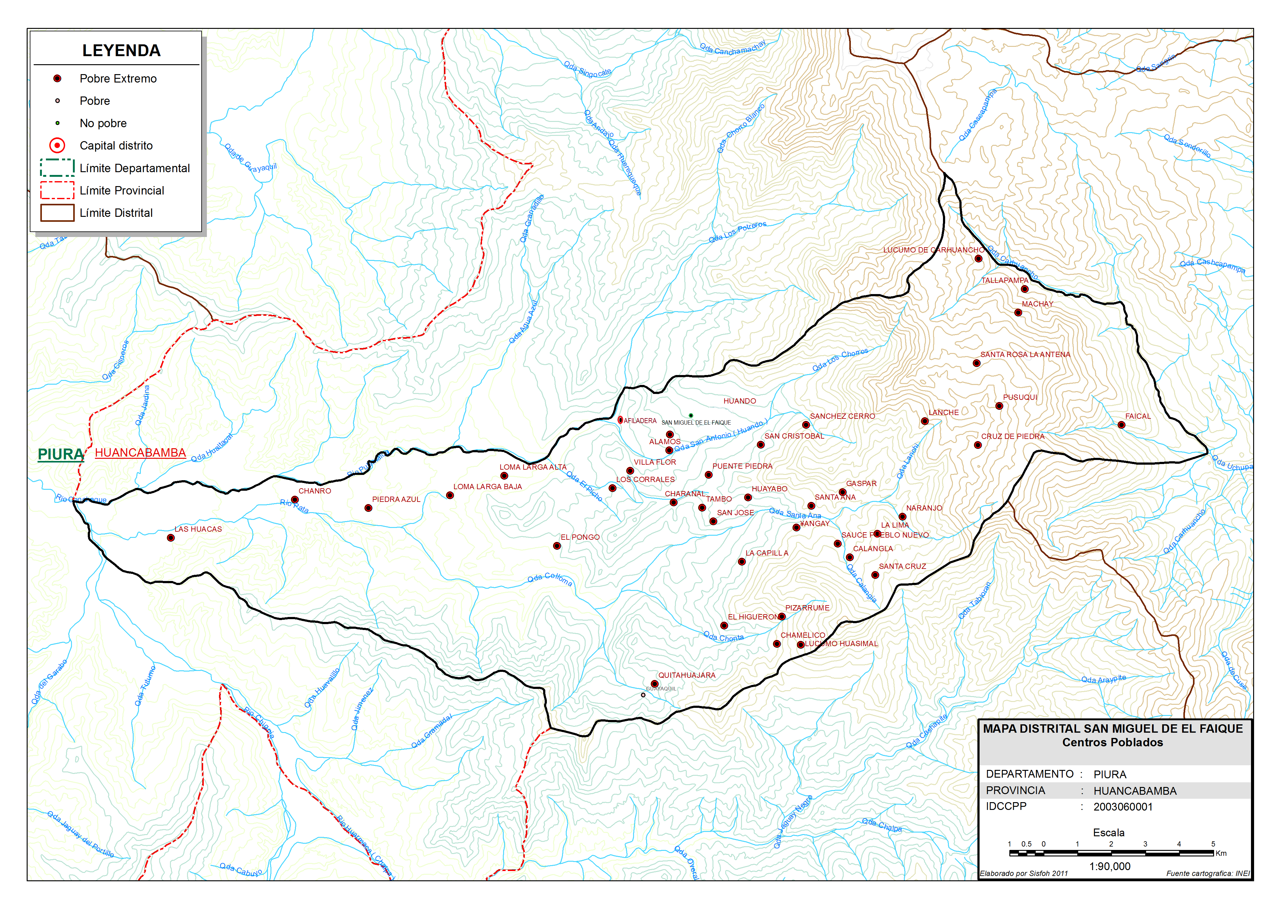 Mapa del Distrito de San Miguel de El Faique,Piura