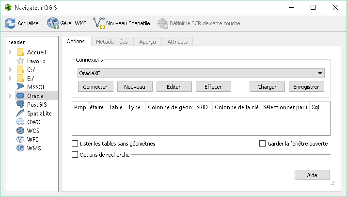 QGIS links configuration with the databases (including Oracle).