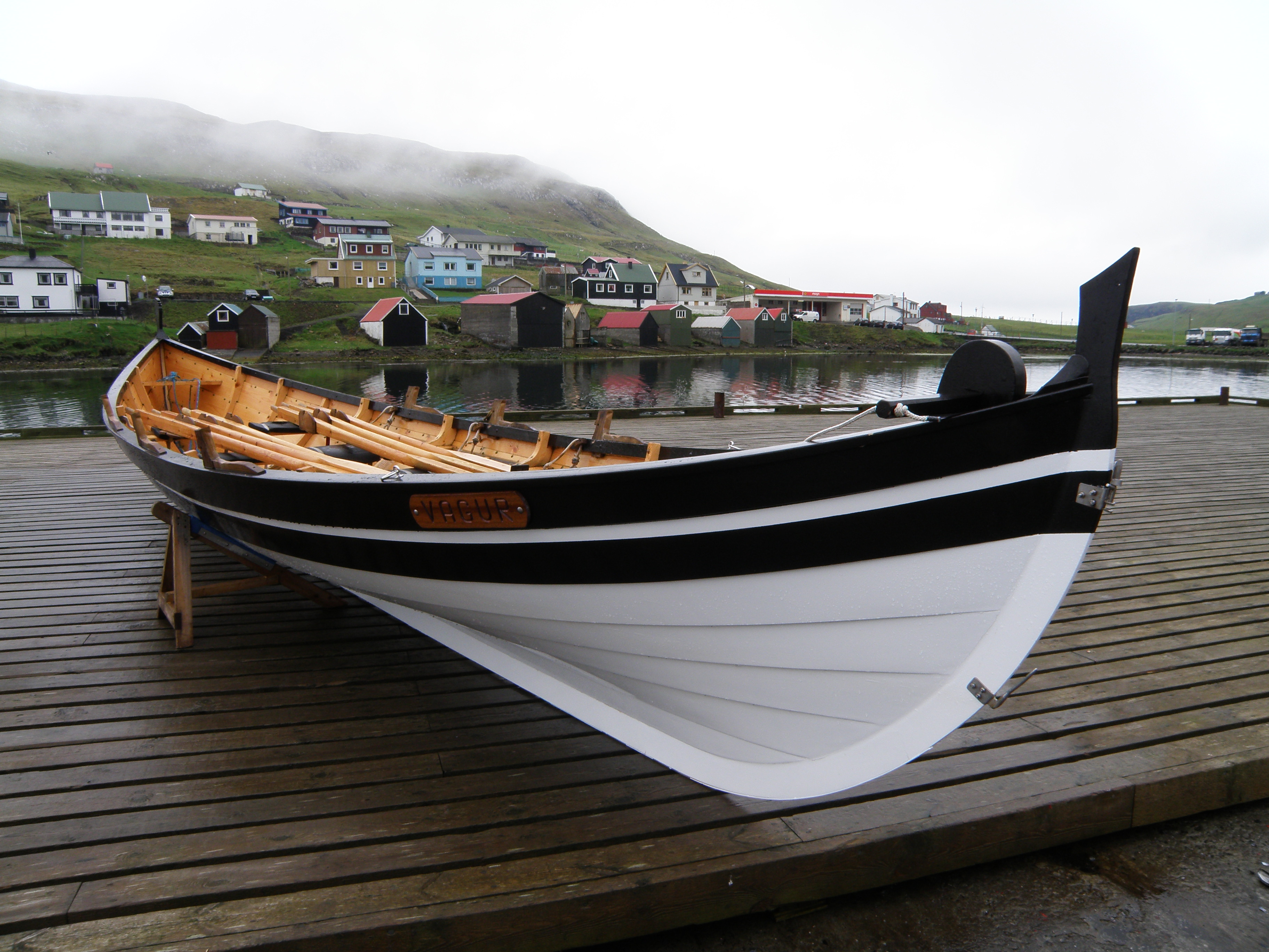 Wooden Row Boat With Motor