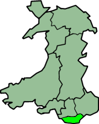 South Glamorgan shown within Wales as a preserved county