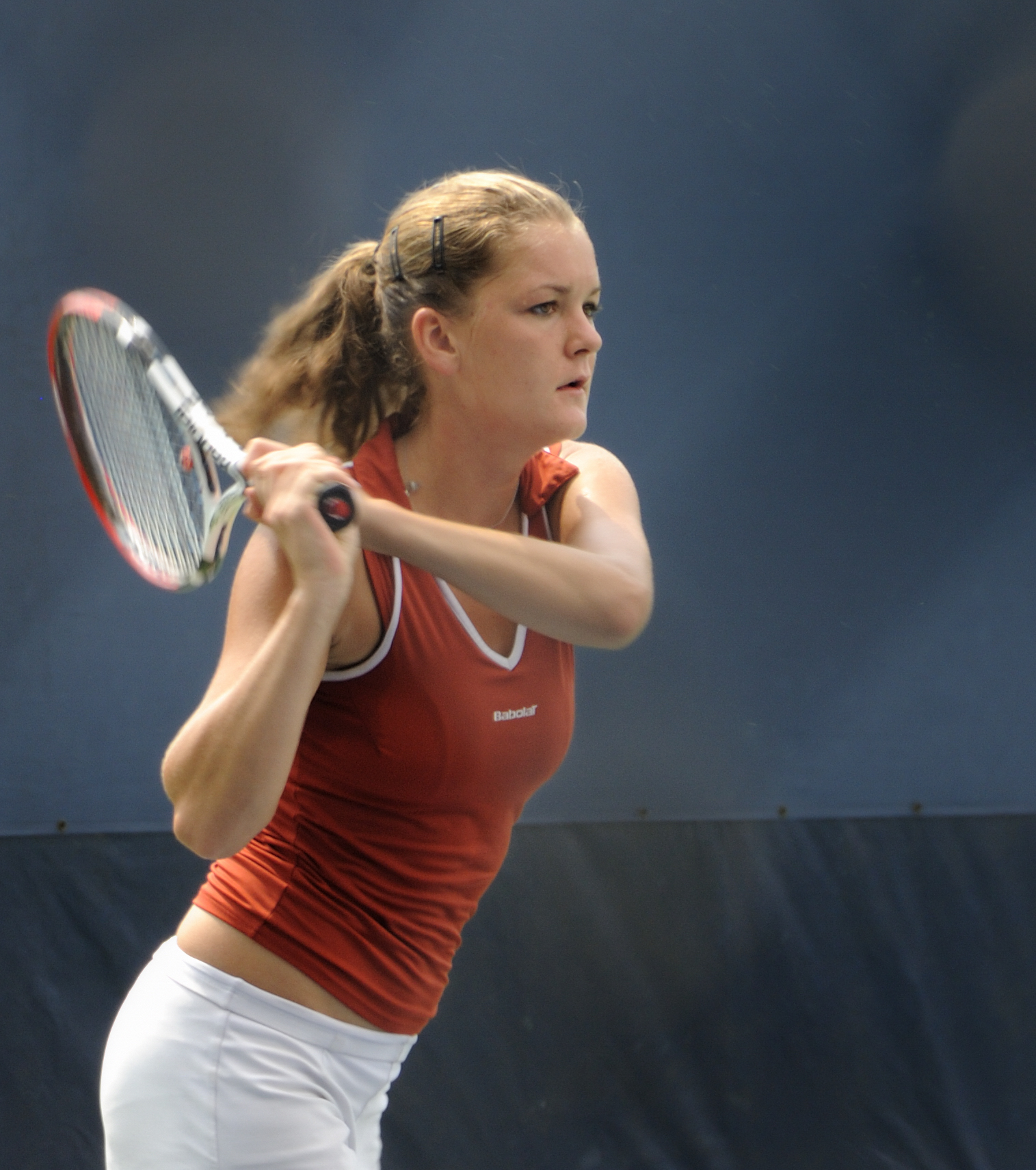 Agnieszka Radwanska  - 2024 Light brown hair & ponytail hair style.
