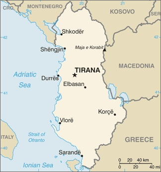 map of Albania