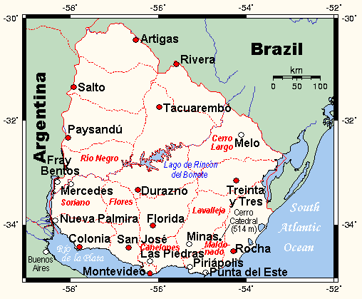 Map of Uruguay