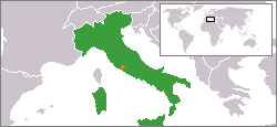 Mappa che indica l'ubicazione di Italia e Città del Vaticano