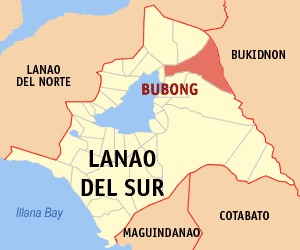 Mapa sa Lanao del Sur nga nagpakita sa nahimutangan sa Bubong.