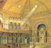 Inside the 1887 opened Turkischer Tempel in Leopoldstadt (painting) Franz Reinhold 001.jpg