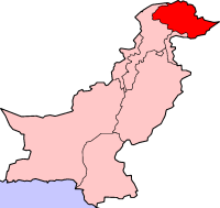 Location of Gilgit-Baltistan (red) in Pakistan