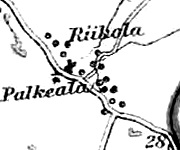 Деревня Рийккола на финской карте 1923 года