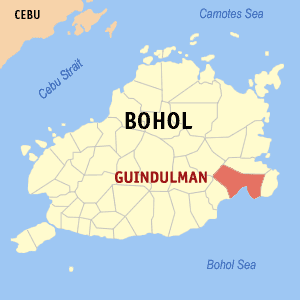 Mapa han Bohol nga nagpapakita kon hain nahamutangan an Guindulman