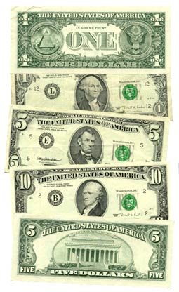 Various Federal Reserve Notes, c.1995. Only th...