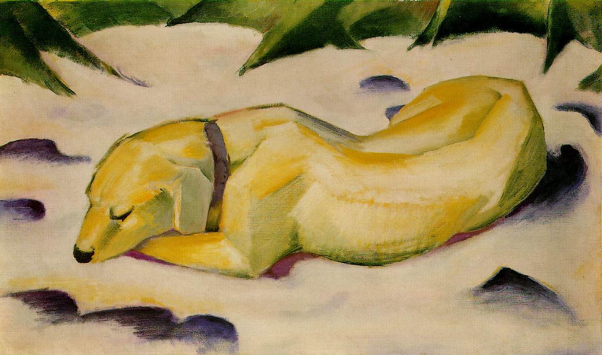 http://upload.wikimedia.org/wikipedia/commons/6/64/Franz_Marc-Dog_Lying_in_the_Snow-1910-1911.jpg