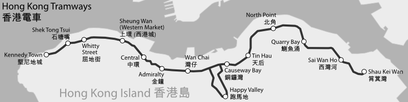 HK Tramways map