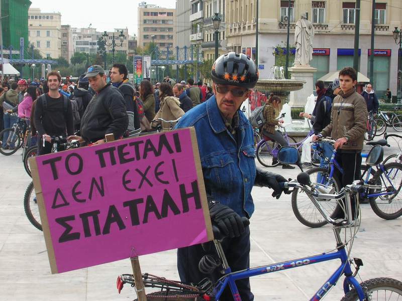 Cyclists demonstrating