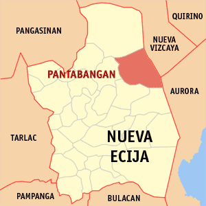 Mapa han Nueva Ecija nga nagpapakita kon hain an Pantabangan