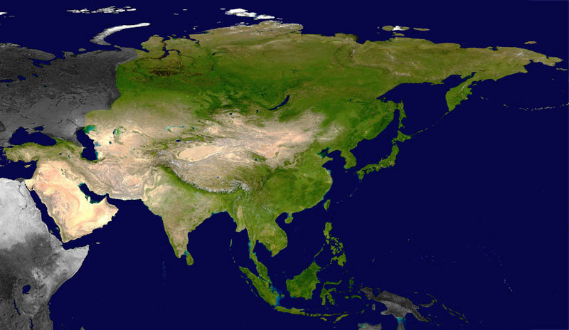 Asia satellite plane shaded