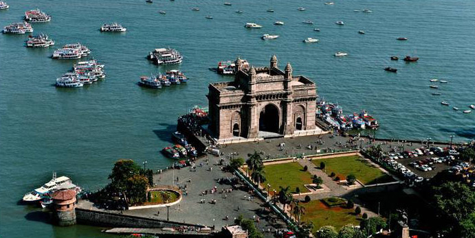 Aerial view of The Gateway of India